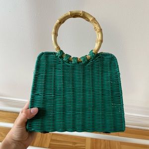 Zara green woven handbag